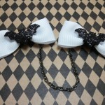 Black Bow Sweater Clips with Glitter Bat Accents