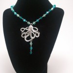 Blue Green Beaded Octopus Necklace