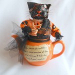 Cat in a Teapot Halloween Decor